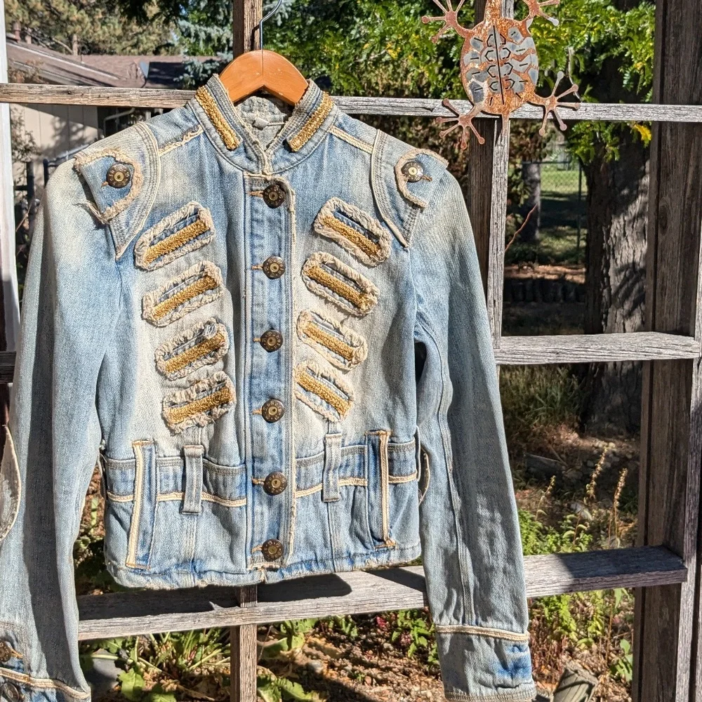 Vintage Military-inspo style BB Dakota embellished denim jacket - Picture 5 of 14